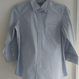 NWOT Izod blue striped button up shirt